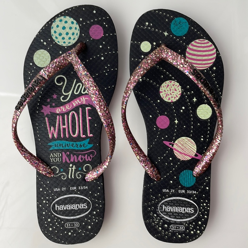 Havaianas - You are my WHOLE universe and you KNOW IT - Black with pink glitter